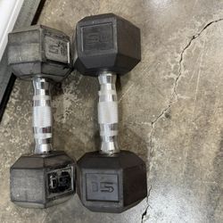 Hard Rubber 15 Pound Dumbells 
