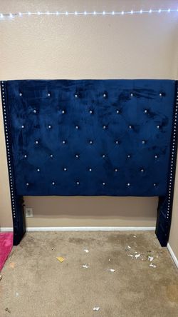 Navy Blue Velvet Tufted headboard