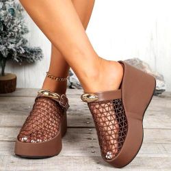 Women’s Platform Wedge Mesh Mules – Fashion Slip-On Sandals