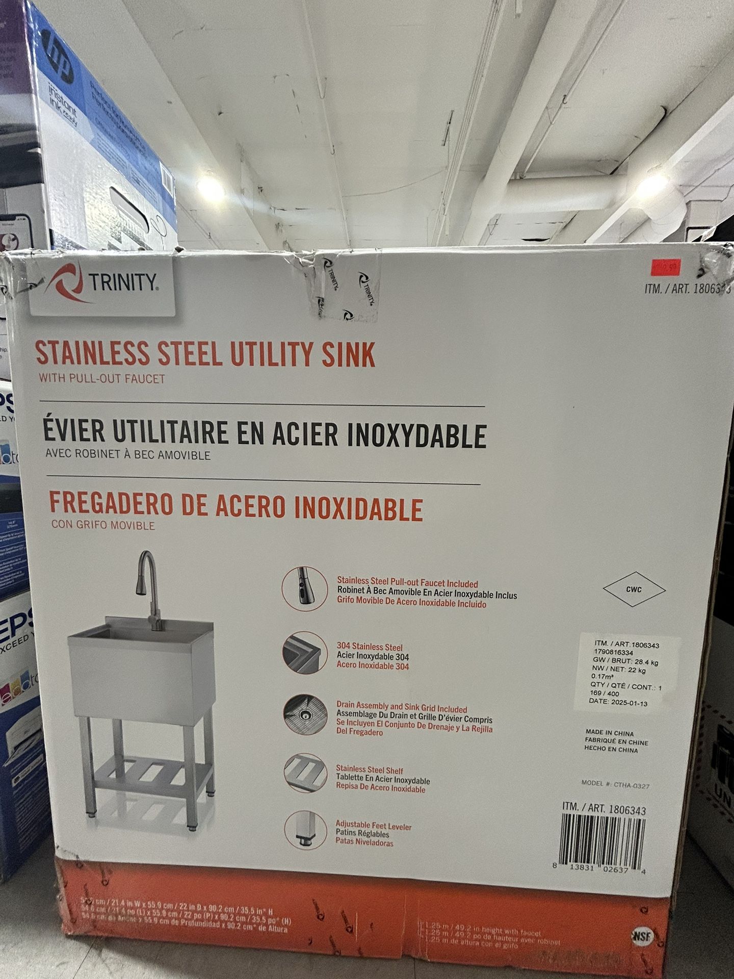 Trinity Stainless Steel Utility Sink 