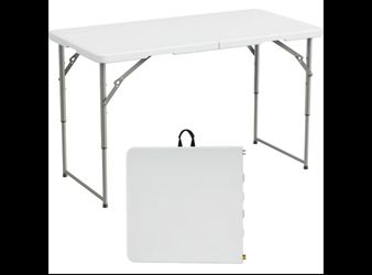 Folding table, 4,ft heavy duty folding semi-utility table Indoor Outdoor Camping, picnics, parties