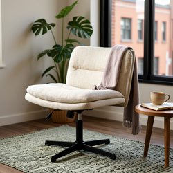 Homy Casa Alintoner Adjustable Swivel Beige Office Chair Accent Chair