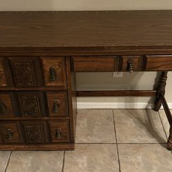 Antique 70’s Dark Oak Desk