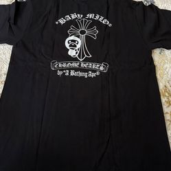 Chrome x bape black tee used