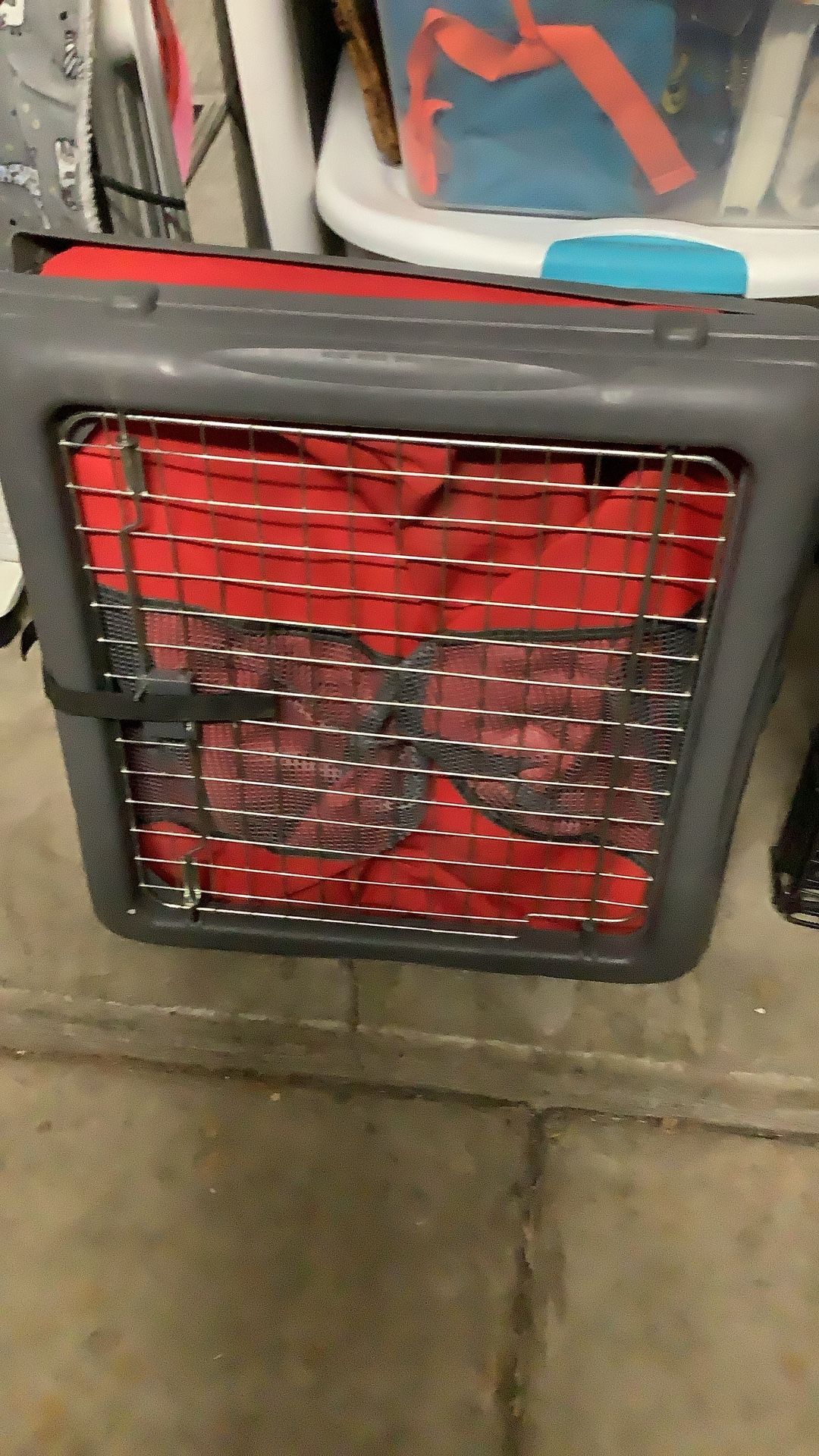 Dog Cage  Folding Red Cage  $10. Kennel/crate  