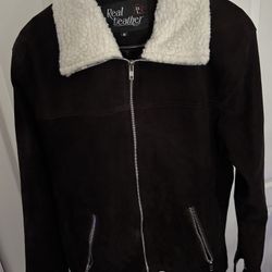 Suede Leather Jacket (Wool Collar)