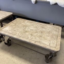 Fossil Stone Top Coffee Table & Side Table