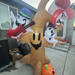 8 FT Height Halloween Inflatables Scary Dead Tree with White Ghost and Owl, Blow Up Ghost Tree Yard