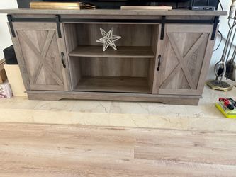 Farmhouse TV Stand with Sliding Barn Doors