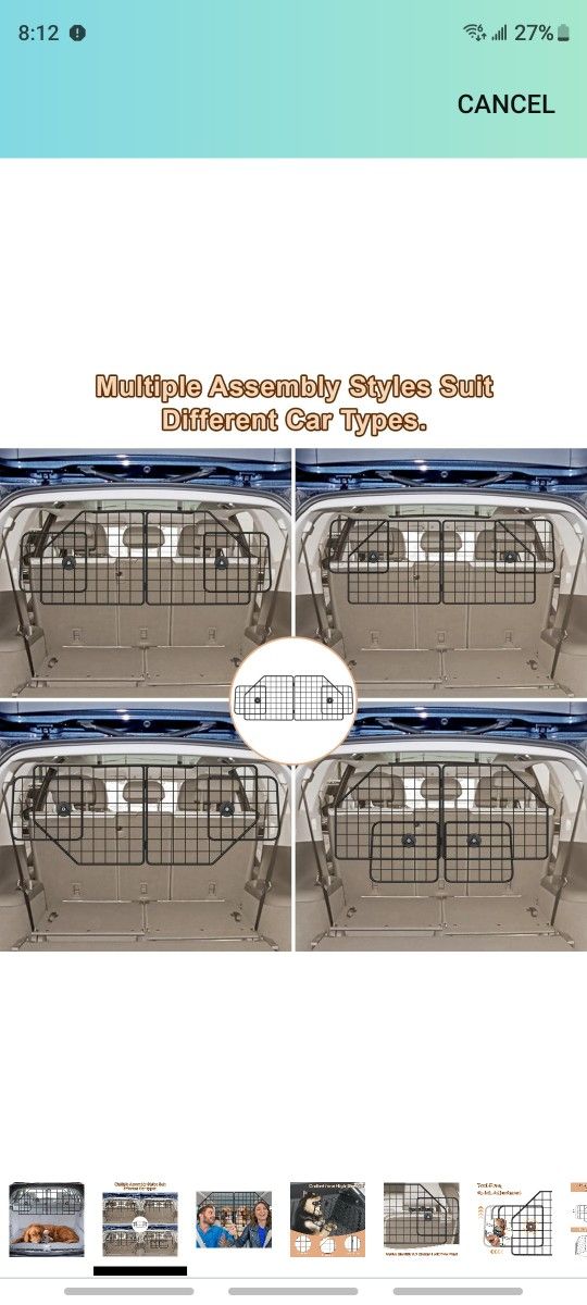 Dog Barrier for SUV,Adjustable Pet Barrier for car 36" to 62" Width for Trucks, SUV, Vans,Heavy-Duty Wire Mesh Barriers Safety Travel Accessories,Pet