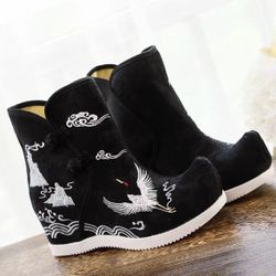 Women's High-Heeled Embroidered Boots — Spring/Autumn Style