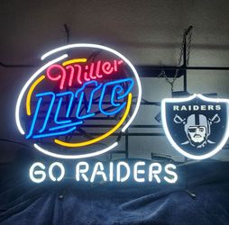 Raider/Miller lite neon sign