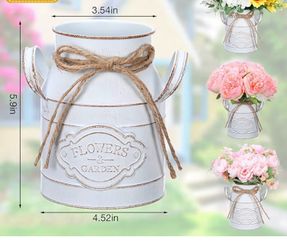 NEW‼️$20 - Seven 6 Inch Metal Milk Can Jug Vintage Galvanized Milk Vase Rustic Farmhouse $56 Retail