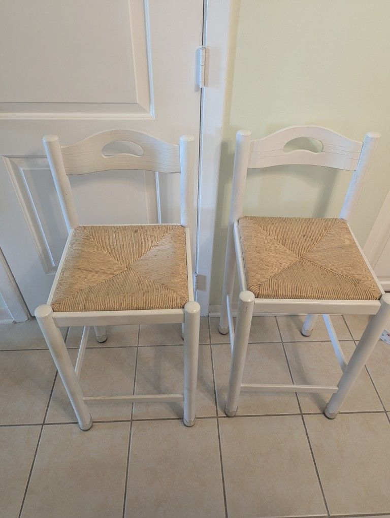 2 White Counter Height Stools