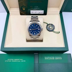 Brand New 2026 Rolex Oyster Perpetual 41mm 134300 Blue Dial Smooth Bezel Steel Oyster Full Set Box Card Booklets