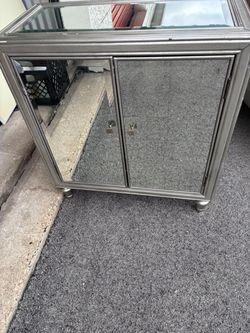 Silver Display Cabinet with Glass Top
