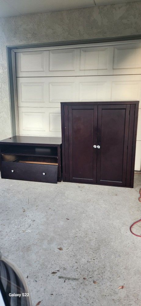  2 Piece  Armoire NOTE: ONLY HAS BRUSHED SATIN HARDWARE. ..