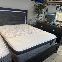 Black 5 Pc Bedroom Set With Led Lights And FREE MATTRESS Black Friday Special Only $799