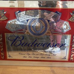 Vintage Budweiser Glass Sign