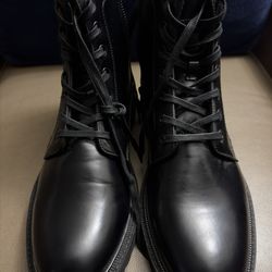 H&M Men’s Black Lace-Up Zip Boots – Size 44 (US 10.5)