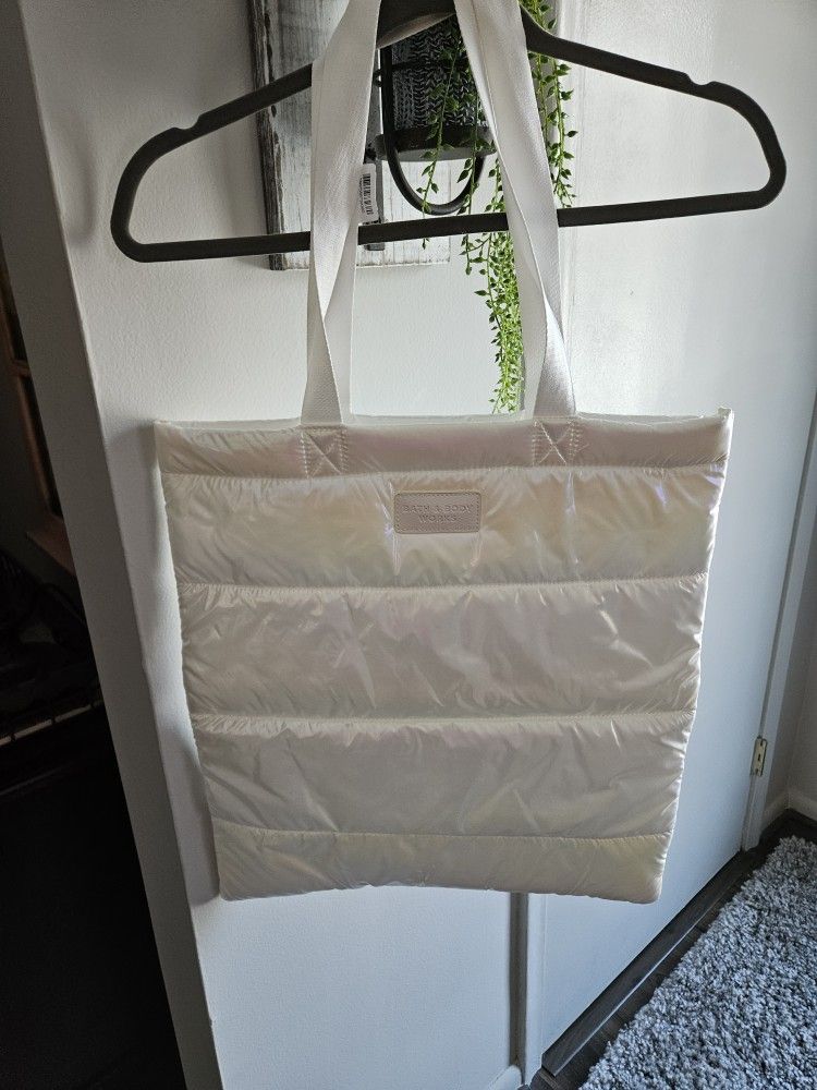 Bath & Body New Quilted Iridescent Tote