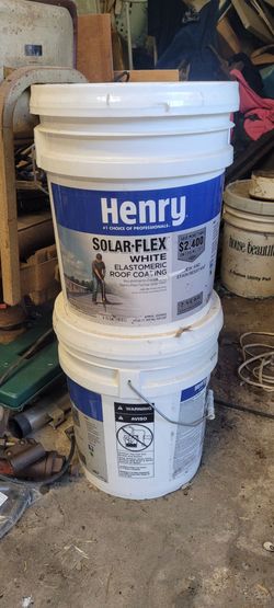 Henry Solar-Flex White Elastomeric Roof Coating and Karnak seem sealer