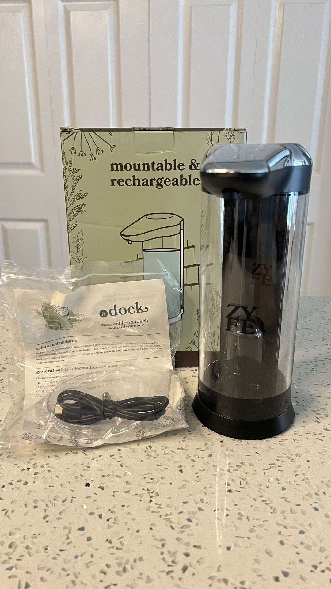 Rechargeable Automatic Soap Dispenser Touchless. Large 22oz Dual Wall Mountable or Countertop Liquid Hand Soap Dispenser for Kitchen Sink. Automatic S