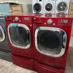 LG mega capacity red Frontload washer and dryer set electric