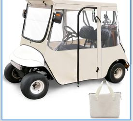 Golf Cart Deluxe Driving Enclosure 2 Passengers Fits EZGO TXT & RXV Golf Cart, Fits Short Roof 40.94" W and 59.05" L, Clear Window with Door Zippers 6