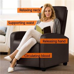 Topeakmart Adjustable Recliner Chair PU Leather Reclining Sofa with Pocket Spring Living Room Bedroom Home Theater Brown 