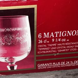 Set Of 6 Vintage Crystal Wine Glasses 