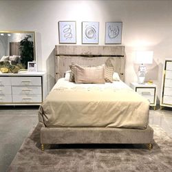 Bedroom Set Queen Set Pieces New Bed Dresser Mirror And Nightstand 