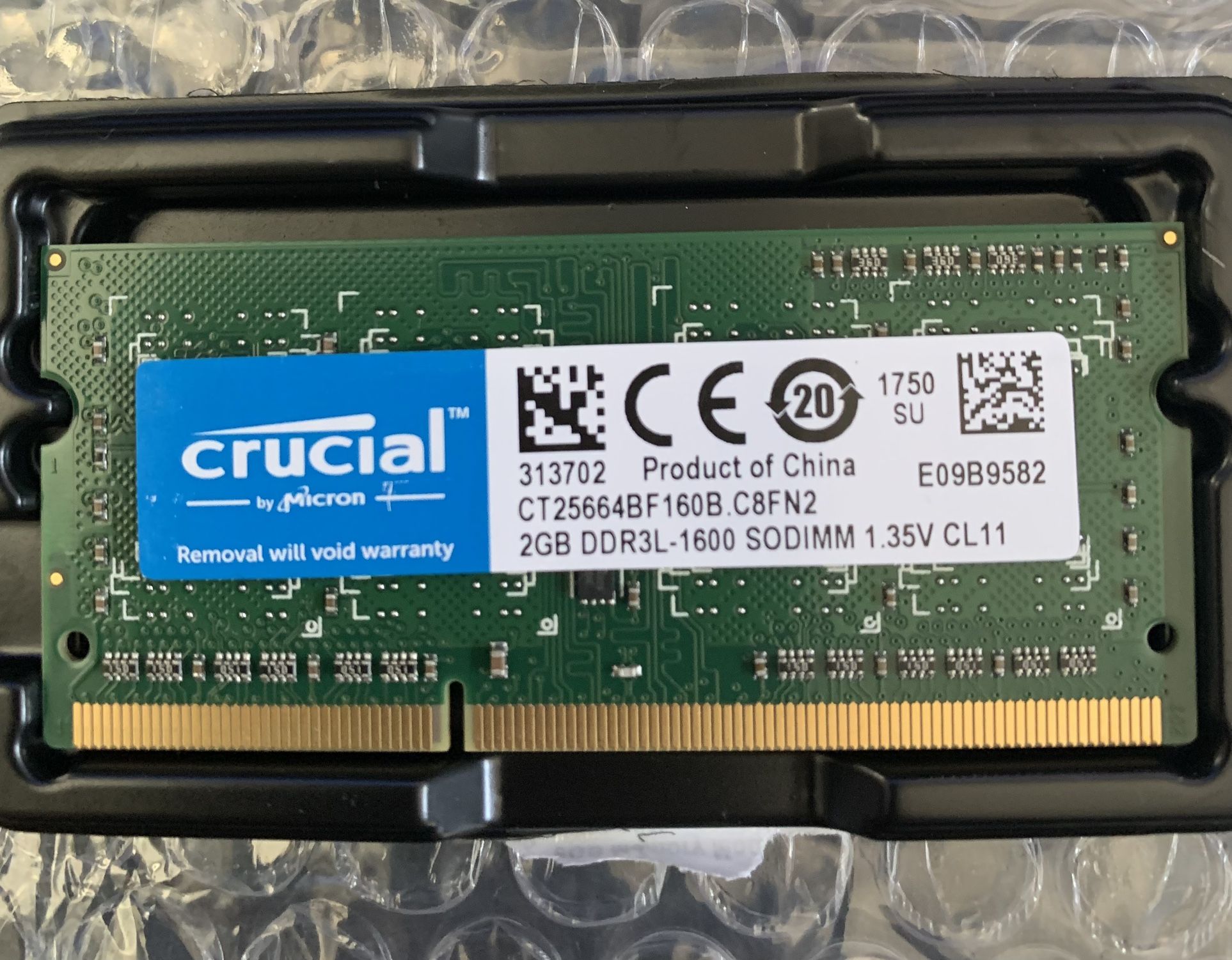 Crucial 4GB RAM DDR3L 1.35v 1600mhz 2GB X2