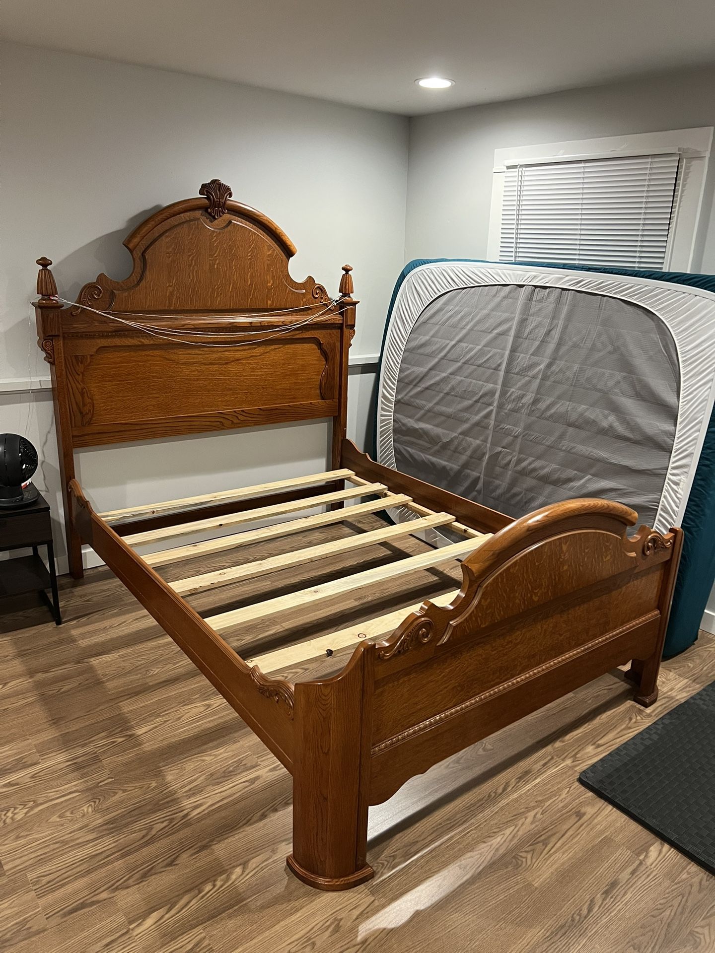 Victorian mansion queen bed frame solid wood