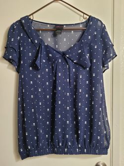 Navy Skull Sheer Blouse