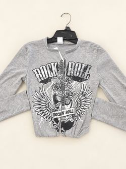 Rock N Roll Graphic Long Sleeve Shirt