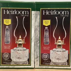 Set Of 2 New Heirloom Lamplight Farms Oil Lamps With Original Packaging