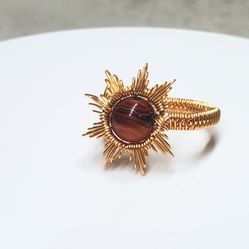Sun Ring With Natural Red Agate