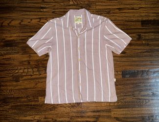 Aime Léon Dore SS24 Striped Leisure Button-Up Shirt Mauve Size Large