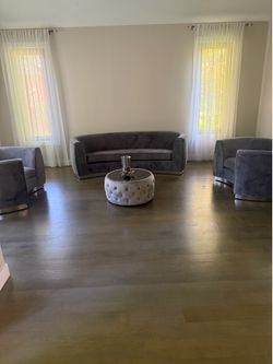 Velvet 4 piece sofa set with ottoman
