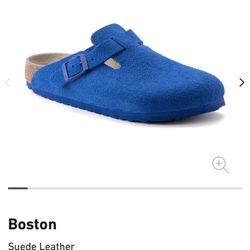 Birkenstock, Boston Blue Suede Leather, Size 10M