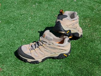 Merrell Moab Ventilator Hiking Shoes Womens Size 8.5 Taupe Suede Mesh J86612 VGC