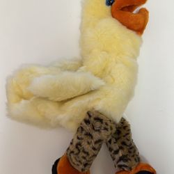 Vintage Lucy's Toys Large Yellow Duck Plush Full Body Hand Puppet Leopard Legs