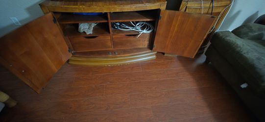 Wooden TV Stand with Cabinet Doors