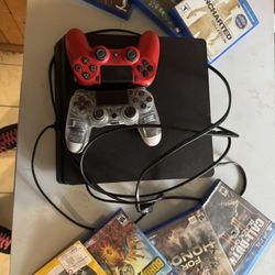 PlayStation 4 With 2 Controllers, 7 Games