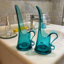 Blue Glass Candle Holder 
