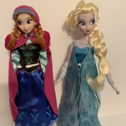 Disney Store Frozen Elsa and Anna Dolls