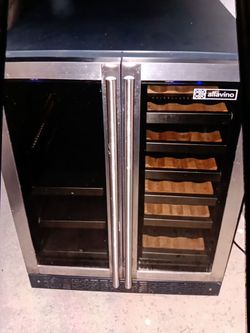 AllAVINO RESERVA SERIES 24" WIDE TWO DOOR STAIN LESS STEEL WINE COOLER BEVERAGE CENTER