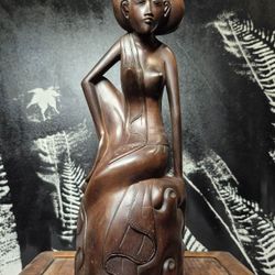 Mid Century Female Woodcarving 