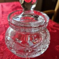 Clear Cut Crystal Footed Jar With Lid